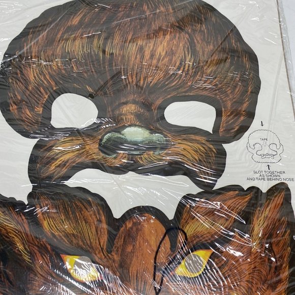 Vintage New Werewolf Cardboard Mask Kit Halloween 1979 Current Die Cut Old Stock - Picture 3 of 5